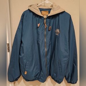 Vintage Gear For Sports Hooded Cotton Lined Nylon Teal Zip Jacket Men's …